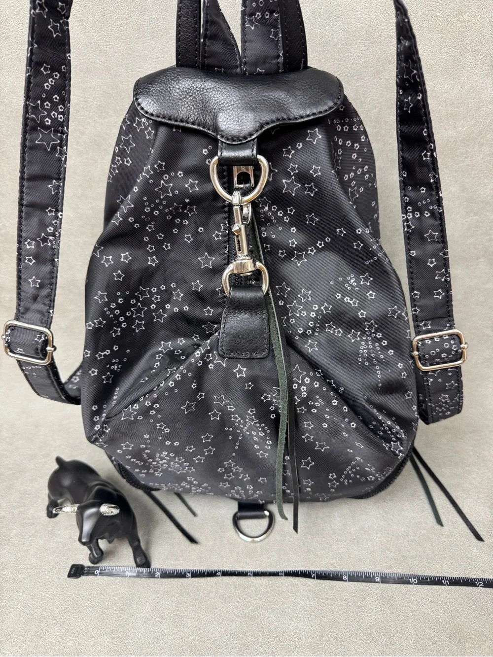 Rebecca Minkoff Black Star-Print Nylon Backpack